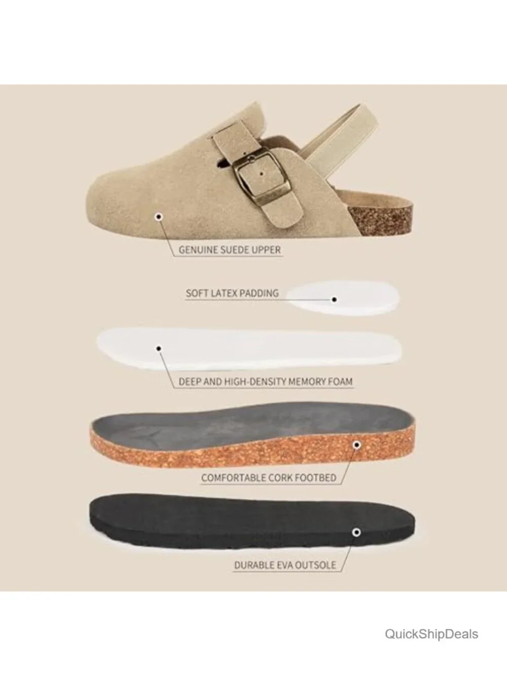 Kids Suede Clogs Toddler Boys Girls Cork Footbed Adjustable Buckle Mules